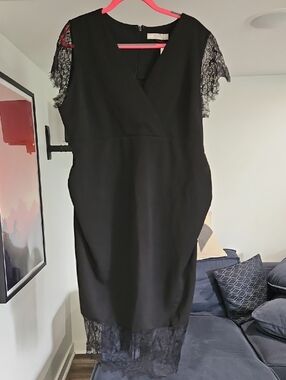 ASOS Maternity Black Lace-Trim Midi Dress